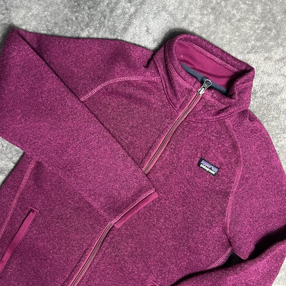 Patagonia Better Sweater Girls Large 12 Pink Purple Fleece Full Zip Jacket